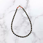 Black and Gold Chevron Enamel Necklace