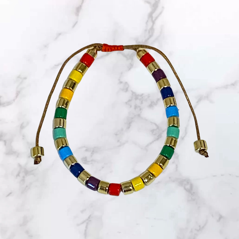 Adjustable Rainbow Enamel Bracelet