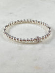 4mm Sterling Silver Bracelet with Pave Rondelle