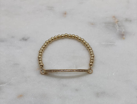 4mm Gold Filled Bracelet with a Pave Bar