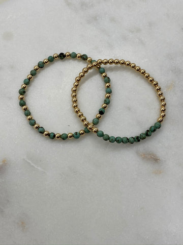 African Turquoise and Gold Filled Bracelet Set
