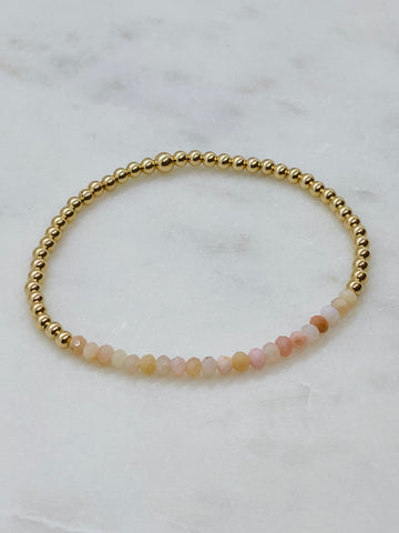 3mm Gold Filled Bracelet with Pink Opal